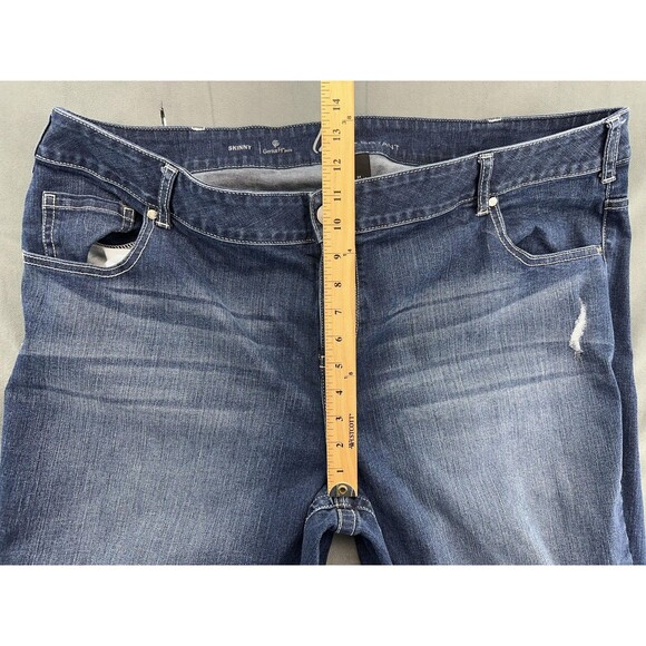 Lane Bryant Genius Fit Jeans Womens 24 Blue Skinny Distressed Embroidered Pocket - Picture 8 of 9